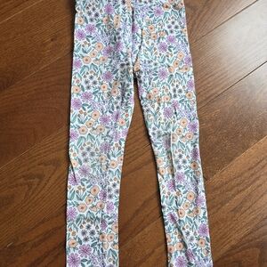 Kids Floral Print Leggings - Peach & Lavender